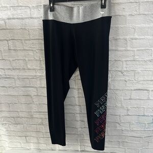 PINK Victoria's Secret Black Leggings with Gray Waistband